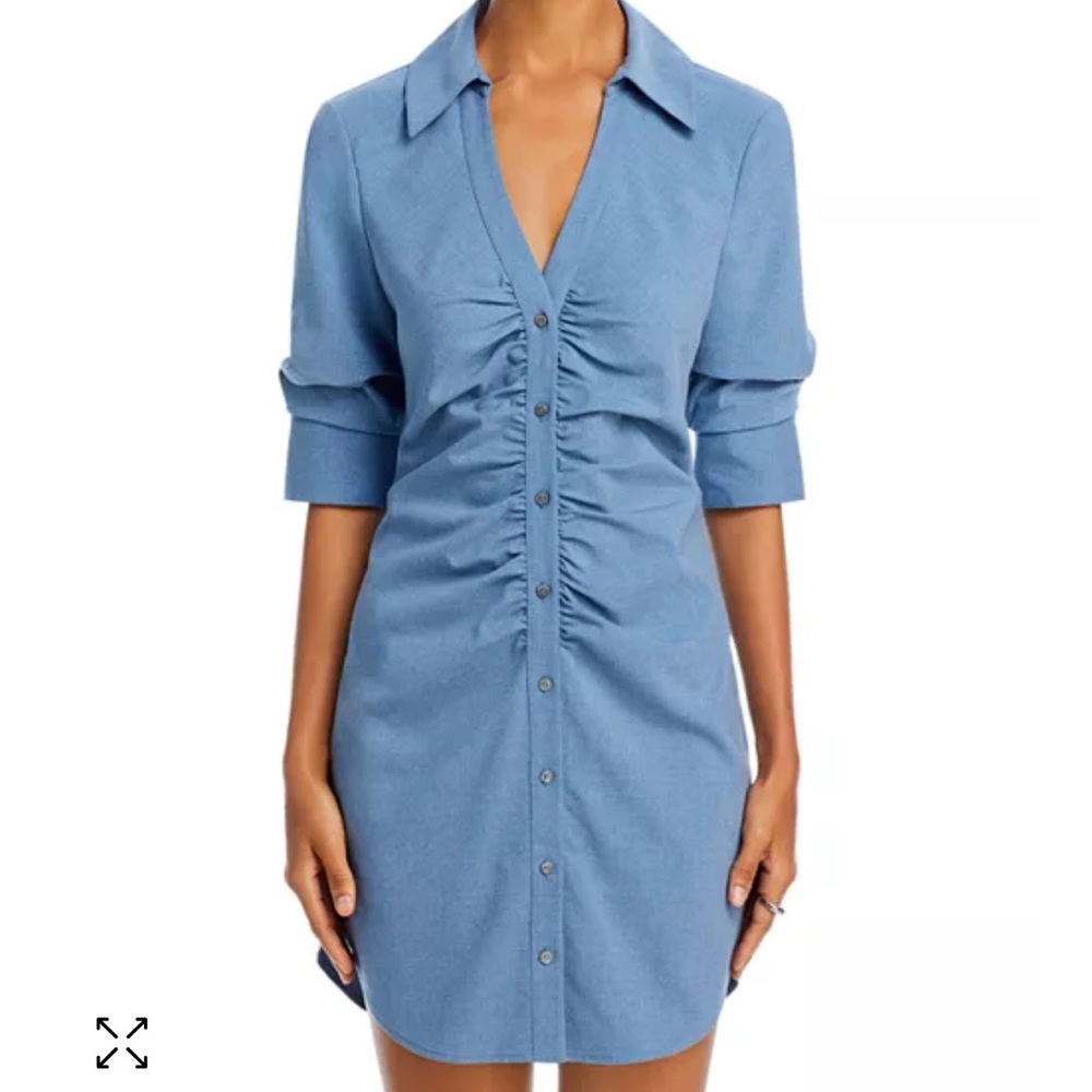 Cinq a Sept Blue Ruched Sheath Dress